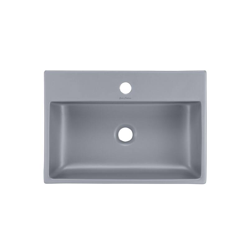 Claire 20” Rectangle Ceramic Vessel Sink in Matte Grey