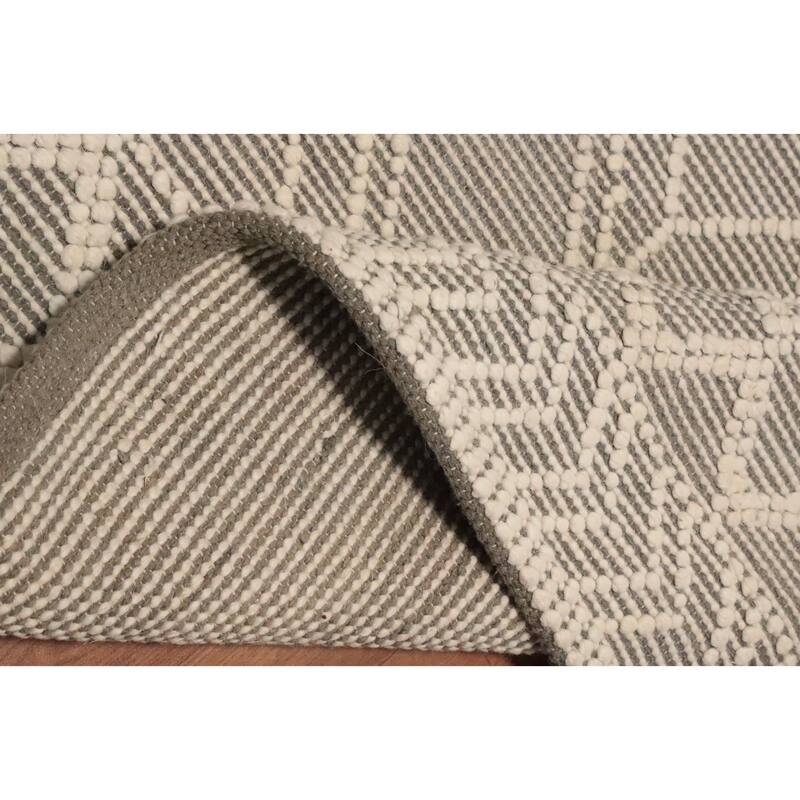 Hand Knotted Oriental 100% Wool Carpet Modern Geometric Greys & Charcoal Modern Gotti Design Area Rug - 7' 3'' X 4' 11''