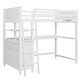preview thumbnail 16 of 45, Twin Wood Loft Bed with Desk, Drawers & Shelves - Space-Saving Design White