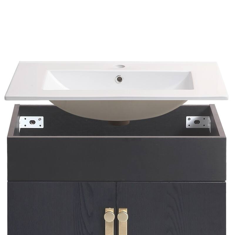 30 in. W x 19 in. D x 23 in. H Bathroom Vanity with White Ceramic Basin,Two Soft Close Cabinet Doors,Excluding faucets