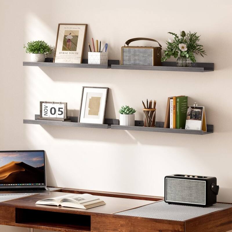 Decor Storage Set of 6 Floating Shelves for Wall, Wall Shelves - 23.6"D x 5.1"W x 1.7"H