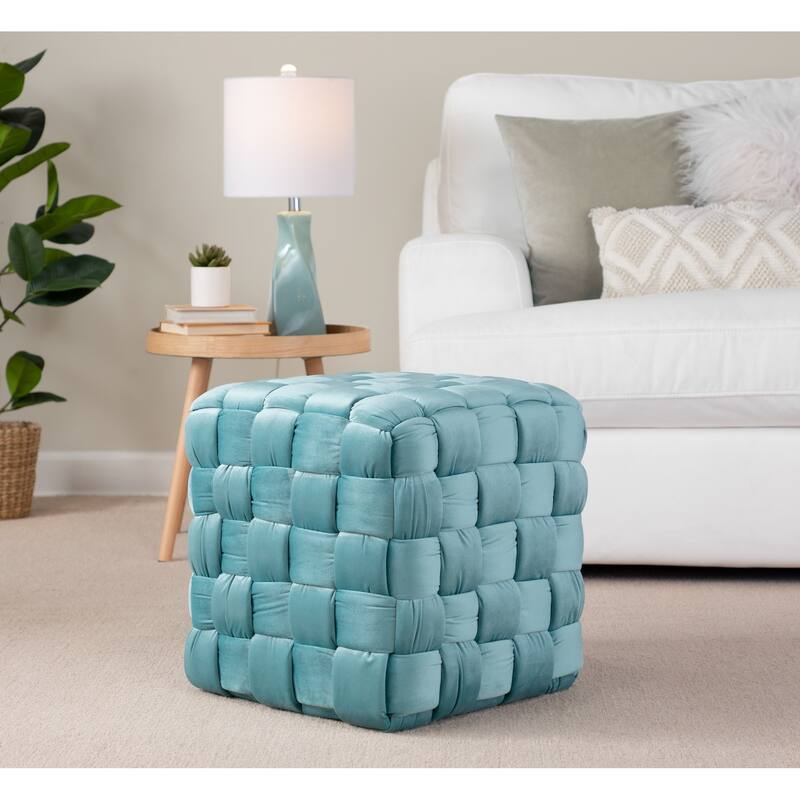 Square Braided 16" Ottoman Comfortable choice, multiple functions, classic design, and cozy corners in Velvet by LumiSource