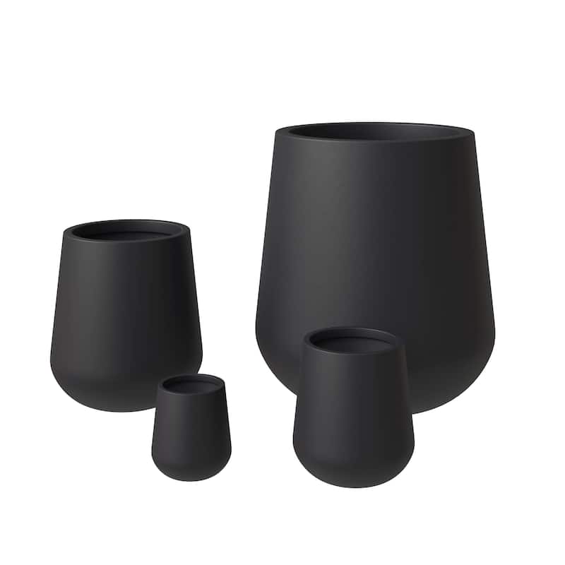 Orchid 4-Piece Round Modern Fiberstone and MgO Clay Decorative Planter Pot Set for Living Room Office Home Patio Porch Decor