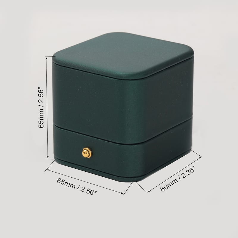 Velvet Ring Box, Single Slot Wedding Ring Box Vintage Jewelry Holder - Green