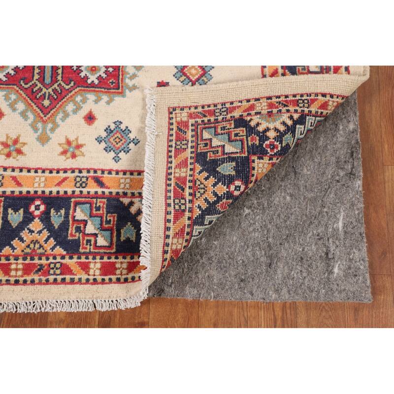 Kazak Area Rug Hand-Knotted Oriental Wool Carpet - 3'11" x 6'0"