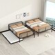 preview thumbnail 2 of 26, Full XL Over Queen Metal Bunk Bed w/ Twin Size Trundle, Dorm Convertible Heavy-Duty Iron Bed Frame w/ Ladder & Safety Guardrails