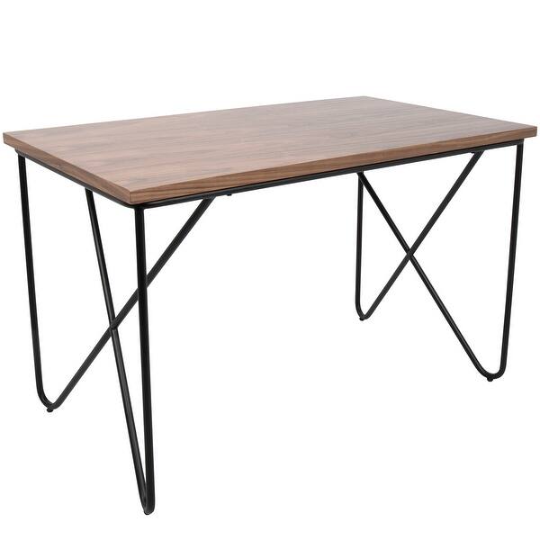 Loft Mid Century Modern Office Desk With Black Frame And Walnut Wood Top Overstock 17652301