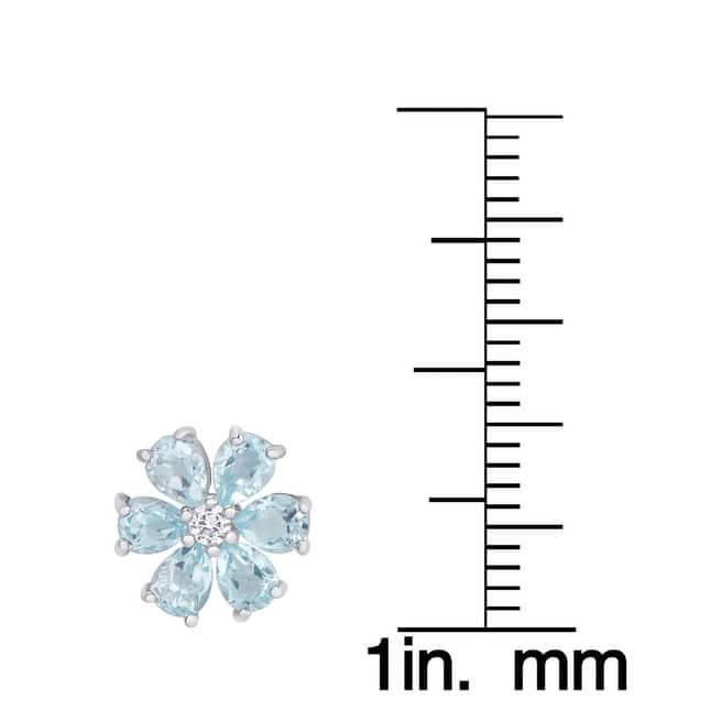 Victoria Townsend .925 Sterling Silver Blue Topaz & White Topaz Accent Flower Pendant Necklace