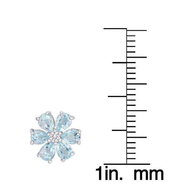 Victoria Townsend .925 Sterling SilverBlue Topaz & White Topaz Accent Flower Stud Earrings