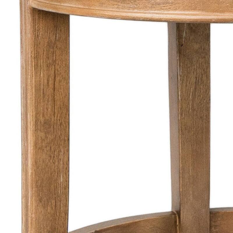 HomeRoots 26" Sand and Natural Fabric and Solid Wood Low Back Counter Height Swivel Bar Chair