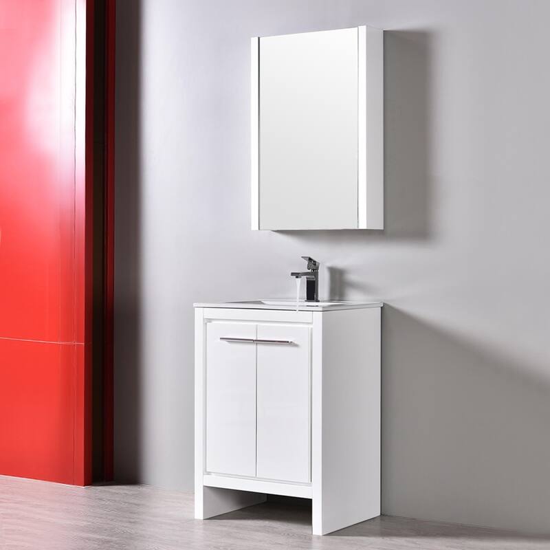 Solid Wood Bathroom Vanity with Mirror Medicine Cabinet