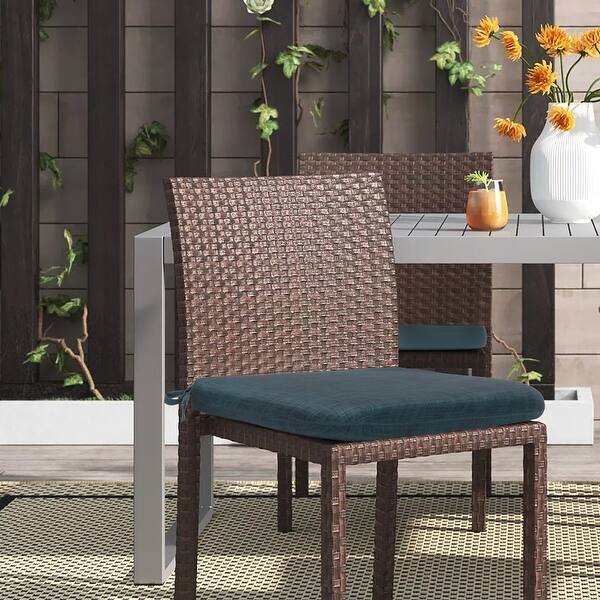 slide 2 of 4, Urban Chic Solid Textured Print Outdoor Seat Cushion 18 x 19 in Navy - 18" x 19" Navy - 18" x 19"