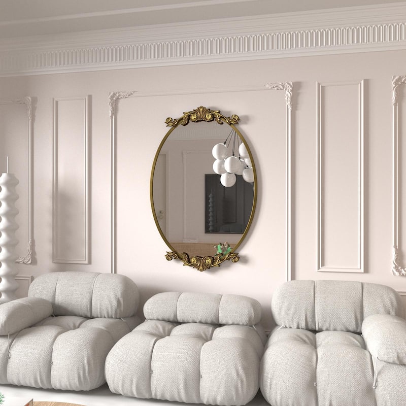 Oval Vintage Ornate Baroque Wall Mirror