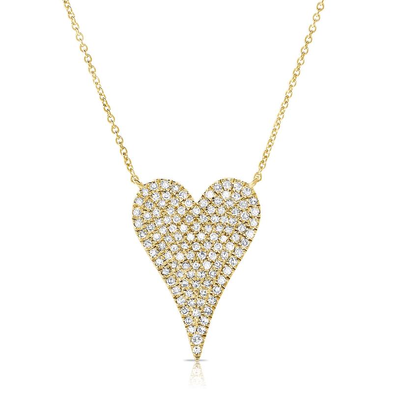Joelle Collection Diamond Pave Heart Pendant 1/2 Cttw. 14K Gold - Heart Necklace - Adjustable Length - Yellow