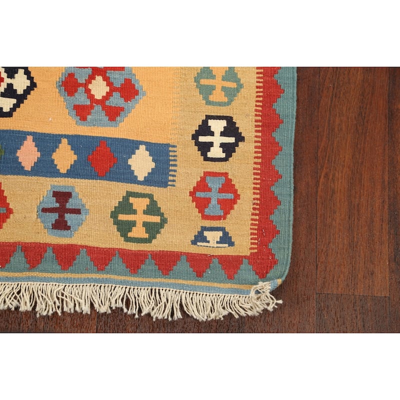 South-western Tribal Kilim Shiraz Persian Wool Area Rug Flat-woven - 3'5" x 5'0"