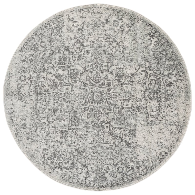 SAFAVIEH Evoke Pety Vintage Distressed Rug - 5'3" Round - Ivory/Grey