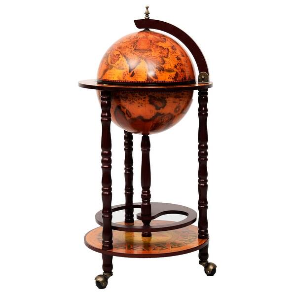 Shop Costway 36 Wood Globe Wine Bar Stand 16th Century Italian