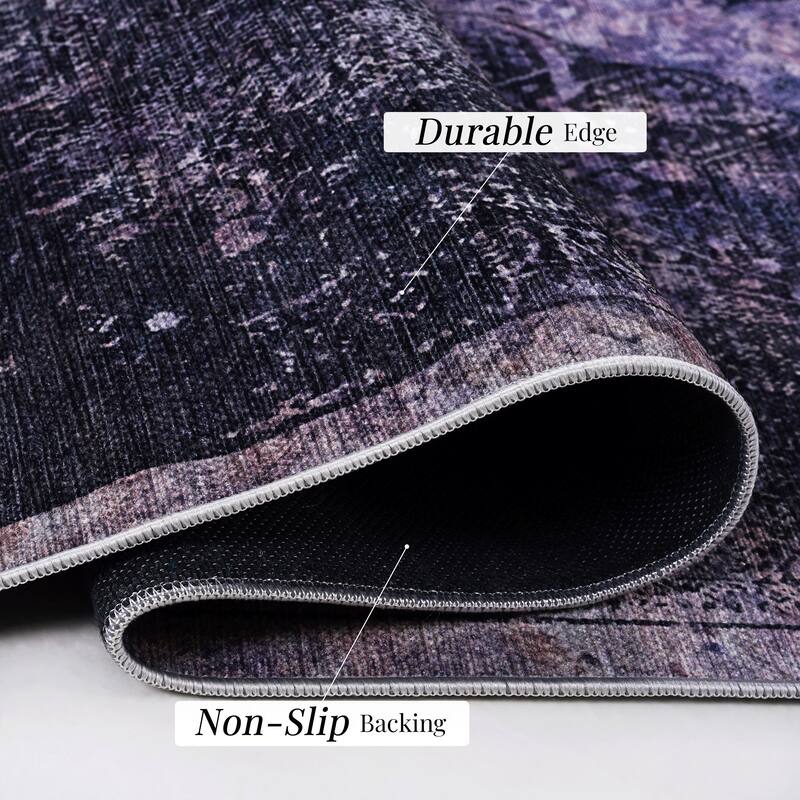 MAVAL Anthracite Washable Non-Shedding Area Rug