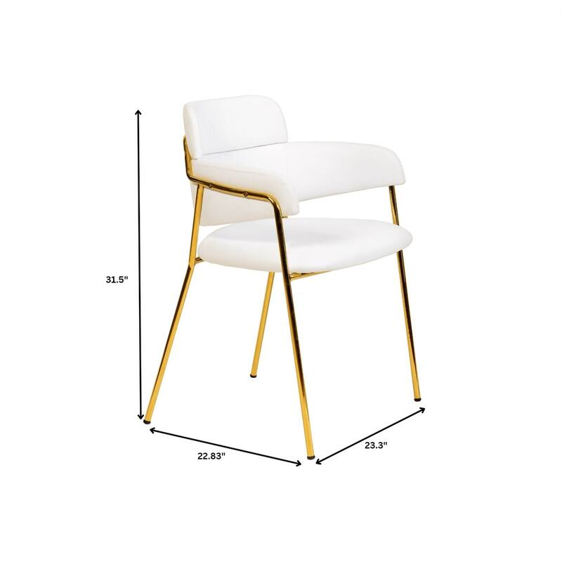 LeisureMod Axis Mid-Century Modern Upholstered Dining Chair with Curved Open-Back Design and Gold Steel Legs for Home & Kitchen