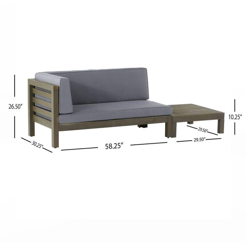 Roomfitters Left Corner Bench with Coffee Table, Outdoor Wooden Patio Sofa with Cushions for Garden or Porch