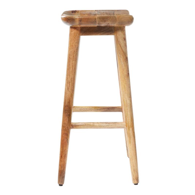 Brown Wood Bar Stool with Footrest