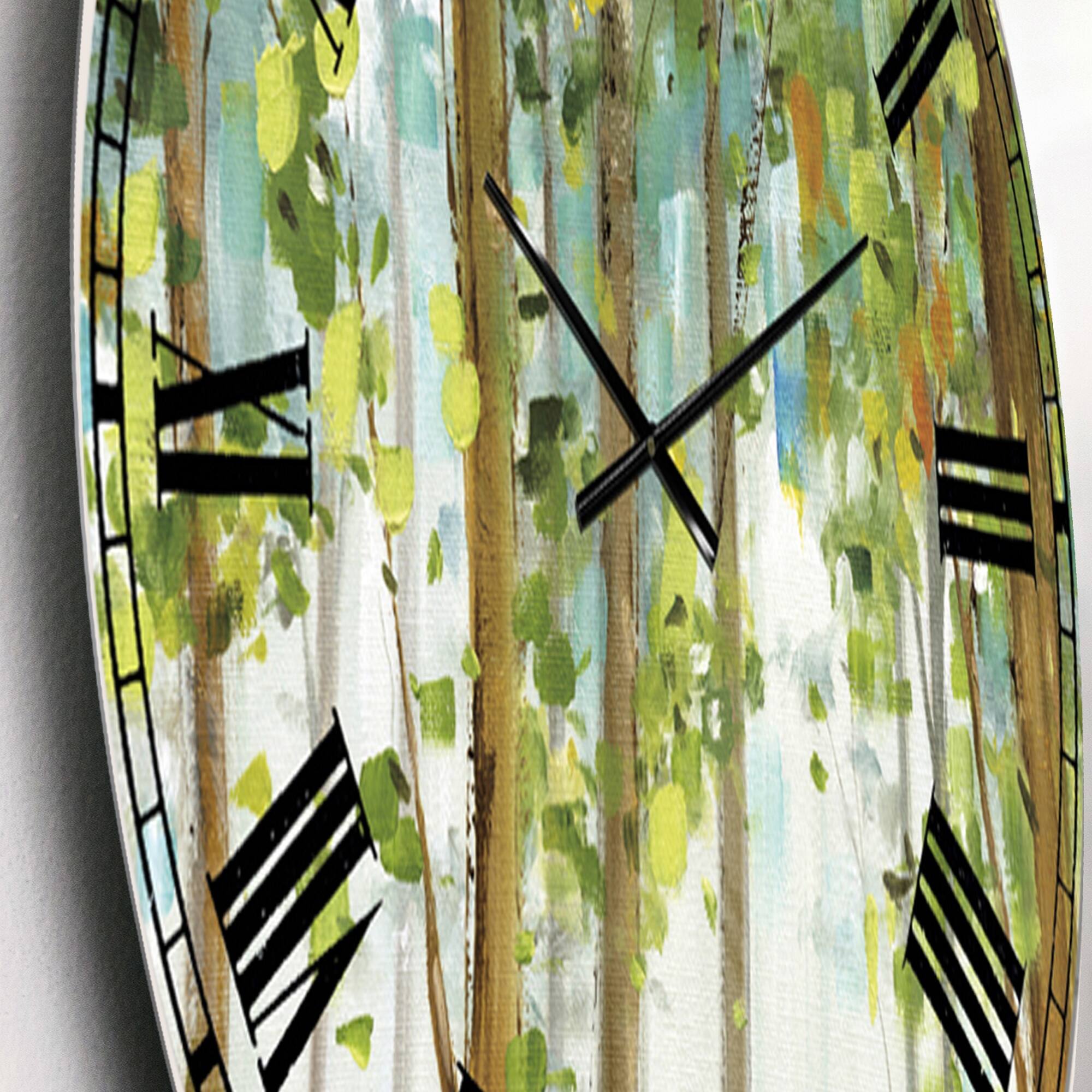 Designart 'Green Forest Study' Modern Farmhouse Large Wall CLock Bed