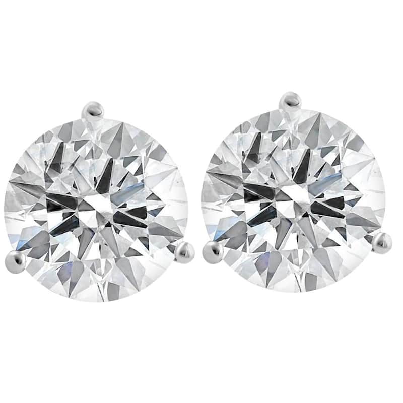 Certified 4 1/2 Ct Lab Grown Diamond Martini Screw Back Studs White Gold