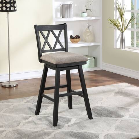 Wooden Swivel Stool with Linen Cushion