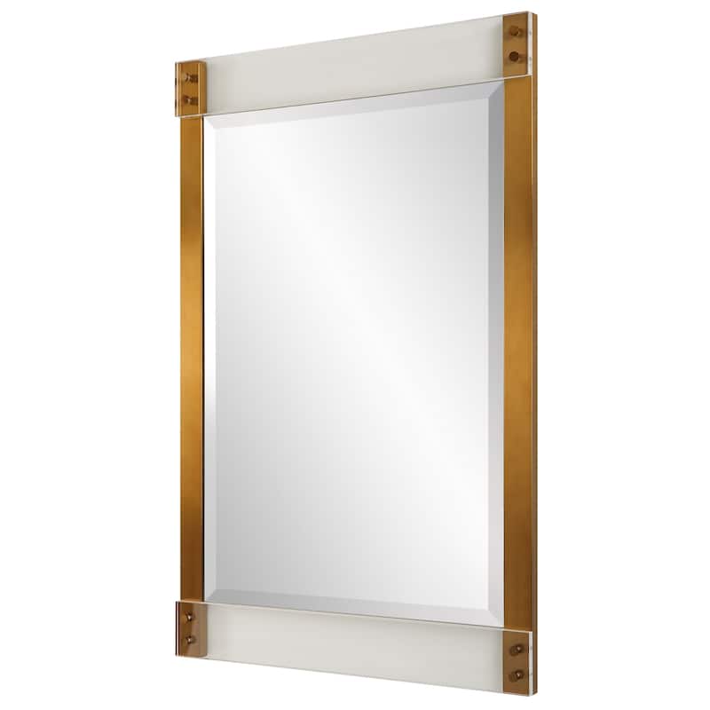 Uttermost Nera Plated Brass Mirror - 28"W x 44"H x 2"D