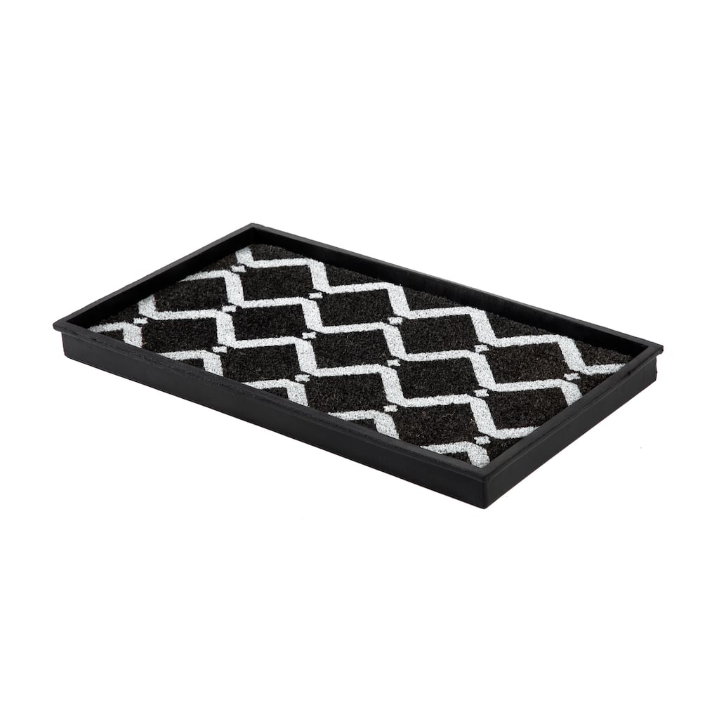 Jani Natural & Recycled Rubber Boot Tray with Black & Ivory Diamond Coir Insert