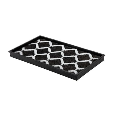 Jani Natural & Recycled Rubber Boot Tray with Black & Ivory Diamond Coir Insert