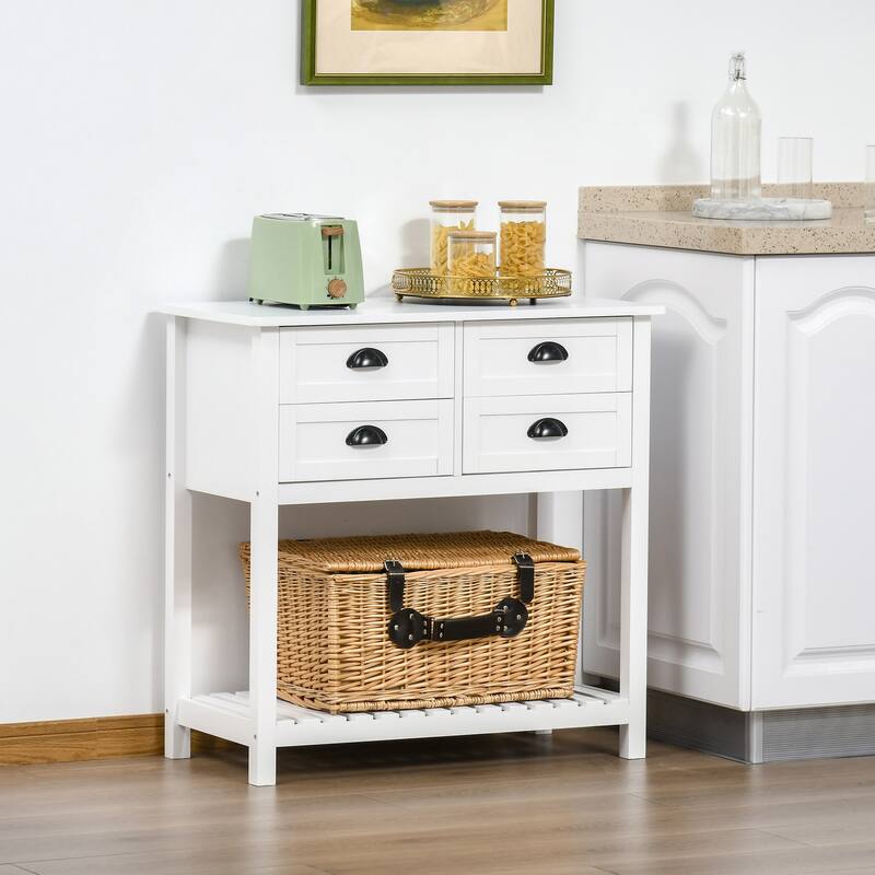 Coffee Bar Cabinet, Sideboard Buffet Cabinet, Kitchen Cabinet with 4 Drawers and Slatted Bottom Shelf for Kitchen, Living Room