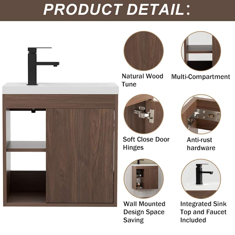 Single-Door Wall Cabinet with Integrated Basin