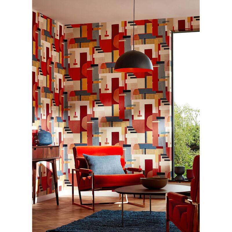 Rhodes Red Blocs Wallpaper