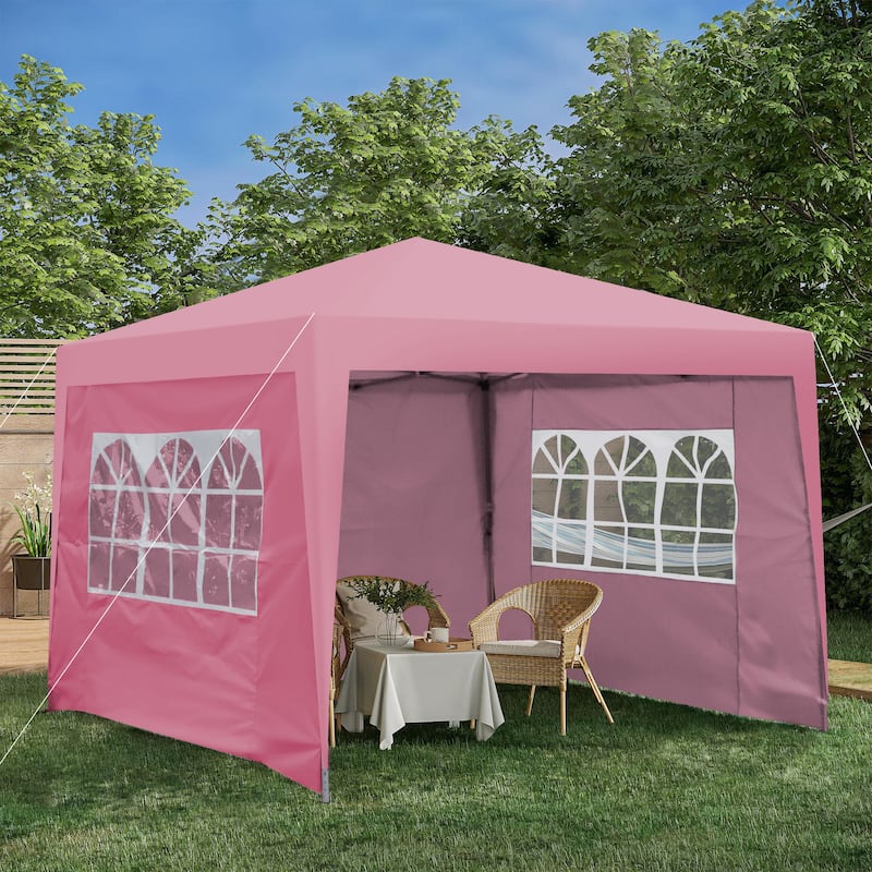 Outdoor 10x 10Ft Pop Up Gazebo Canopy Tent Removable Sidewall with Zipper, 2pcs Sidewall with Windows,with 4pcs Weight sand bag