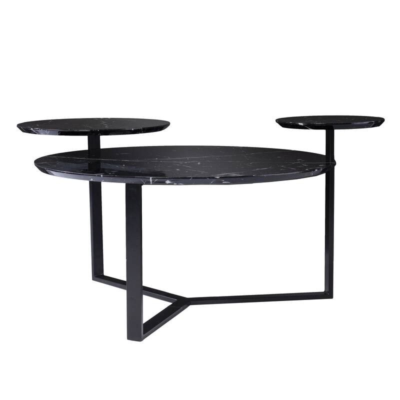 43" Black Solid Manufactured Wood And Metal Free Form Coffee Table - 20.25" H x 43" W x 33" D