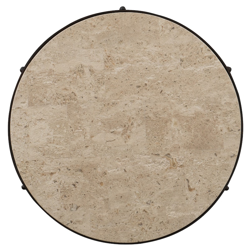Hooker Furniture Luckenbach 26" Round Cast Iron and Travertine End