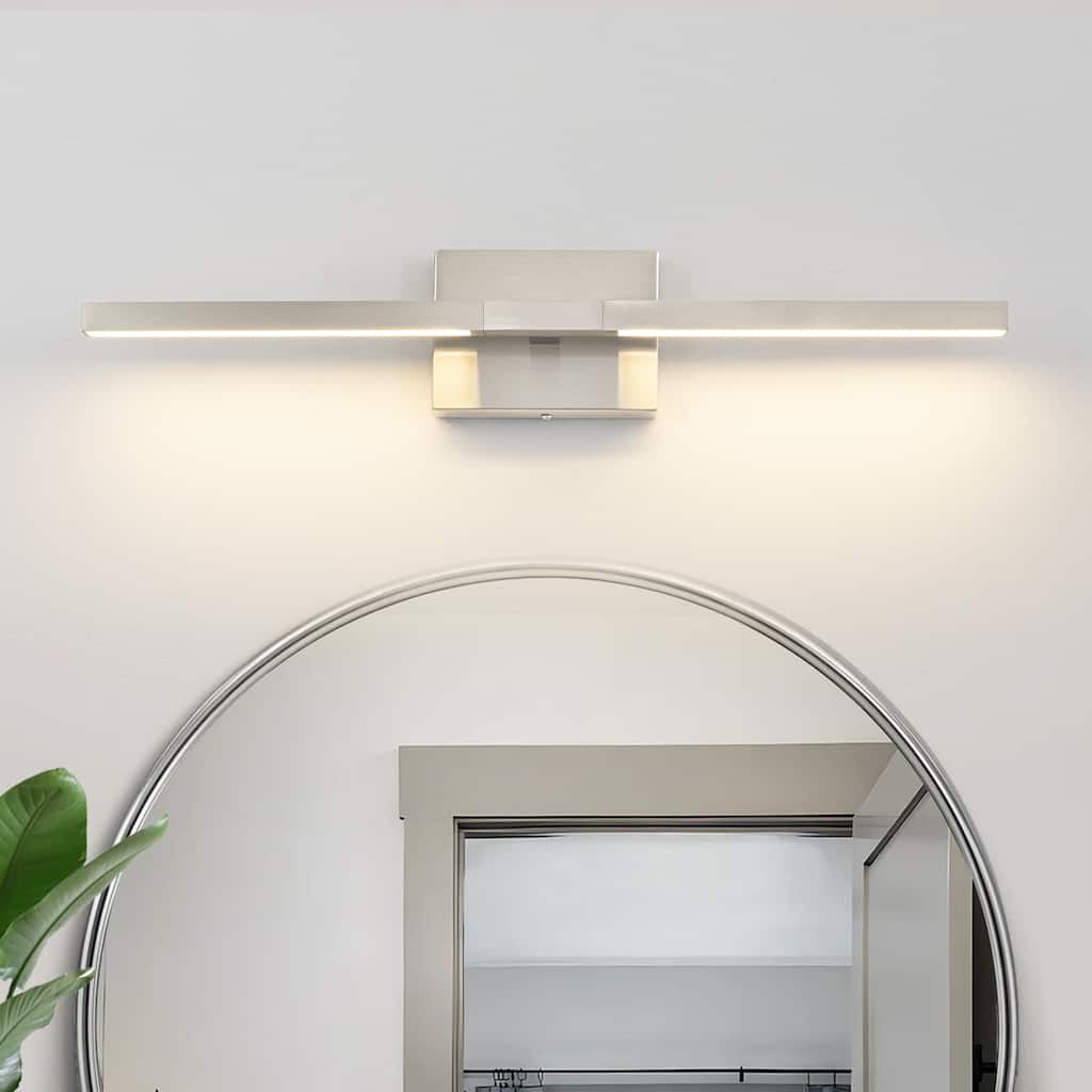 23.6" W Modern Matte Black/Stained Nickel 3000K Dimmable LED Bathroom Vanity Wall Light