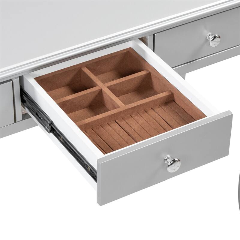 Luxury Makeup Vanity Desk with Oval Mirror,3-Drawer Dressing Table