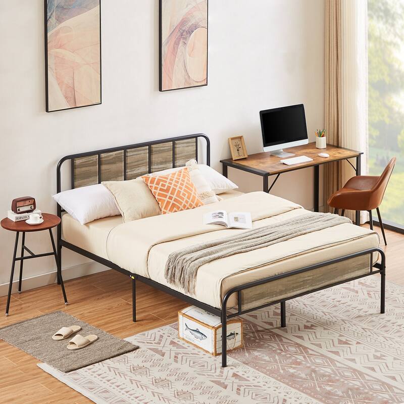 VECELO Platform Bed Frame with Wood Headboard,Twin/Full/Queen Size Bed