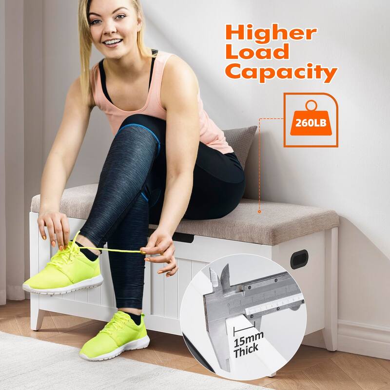 Wooden Storage Bench with Hidden Storage Space for Bedroom