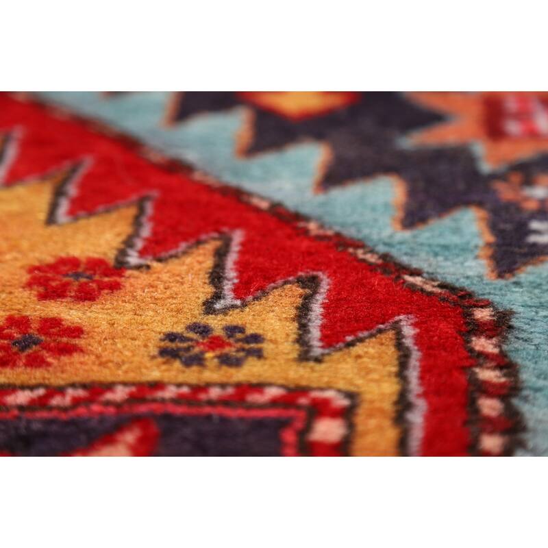 Navy Blue Ardebil Persian Vintage Runner Rug Handmade Wool Carpet - 3'5"x 10'5"