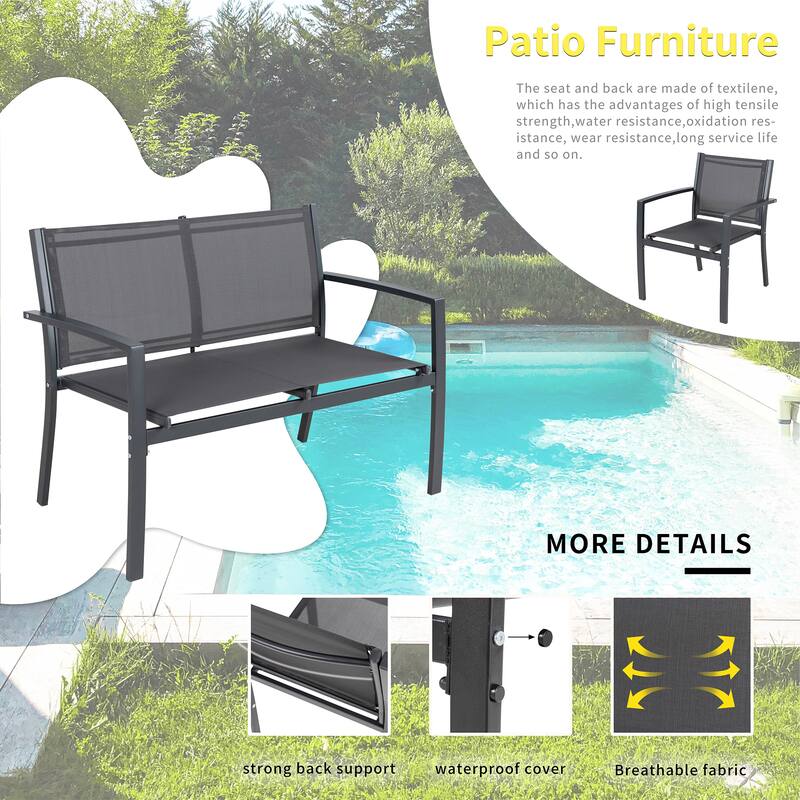 Futzca 4-Piece Outdoor Patio Furniture Set, Textilene Bistro Patio Set