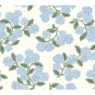 Hydrangea Blue and White Peel and Stick Wallpaper