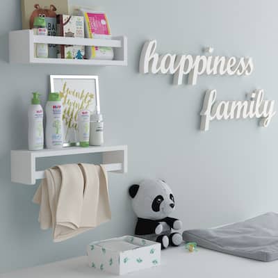 Wallniture Madrid Wood Wall Shelves for Book and Toy Storage (Set of 2)