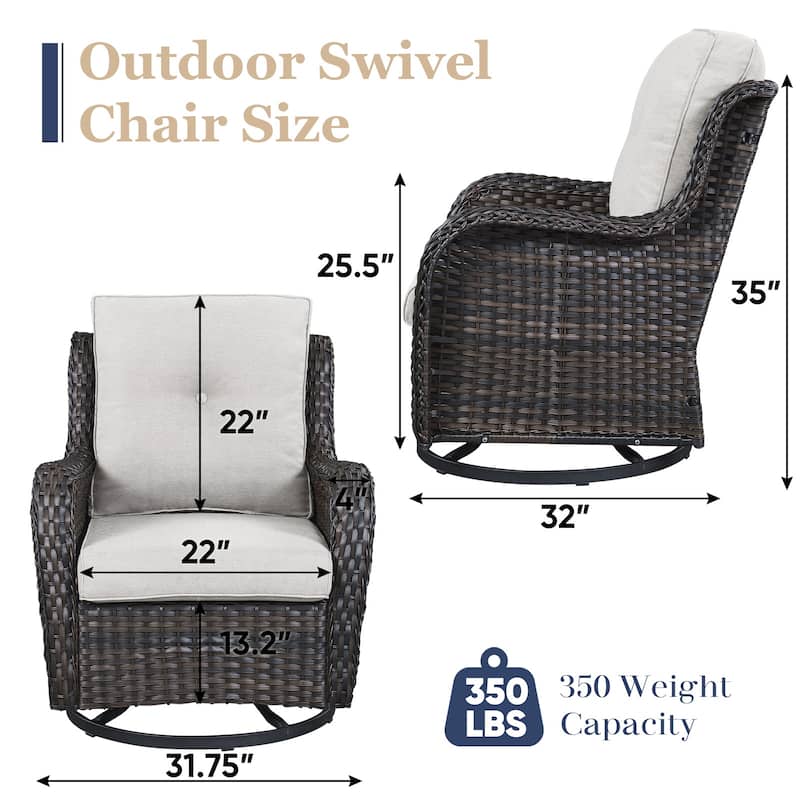 Rattan Rocker Chairs with High Back - Brown
