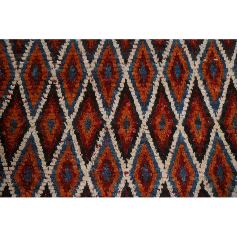 Hand Knotted Oriental 100% Wool Carpet Modern All-Over Oranges & Rust Moroccan Area Rug - 7' 11'' X 5' 8''