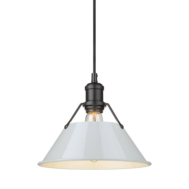 Yep by Golden Lighting Orwell 1-light 10in Pendant in Matte Black and Dusky Blue shade
