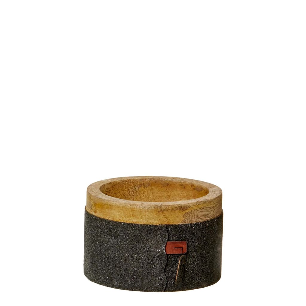 Sm. Mango Wood and Paper Bowl Black- A