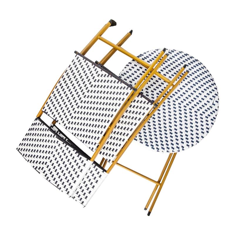 3PC Indoor/Outdoor PE Rattan Folding Bistro Set